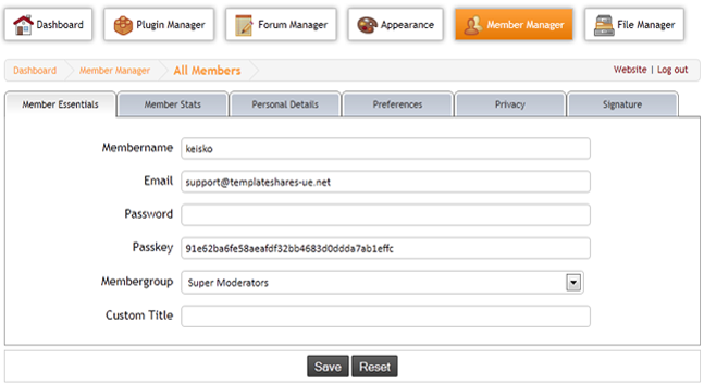 TSUE Admin CP - Edit Member