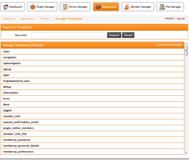 TSUE Admin CP - Manage Templates