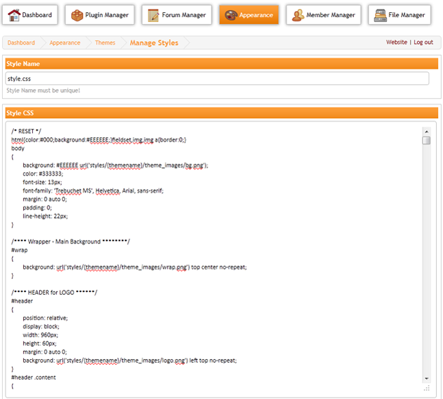TSUE Admin CP - Manage Styles