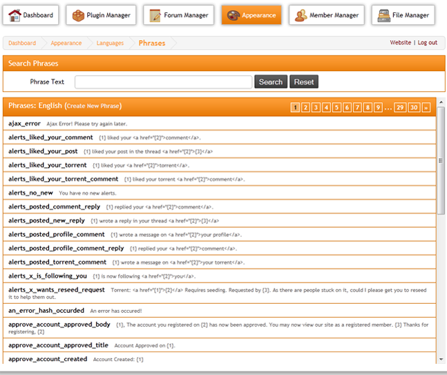 TSUE Admin CP - Manage Languages