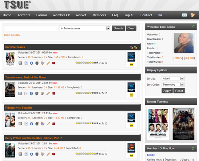 TSUE Torrents Listing