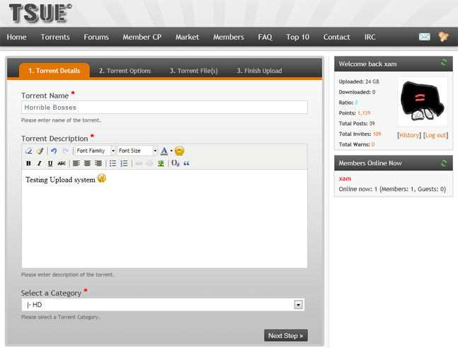TSUE Torrent Uploading